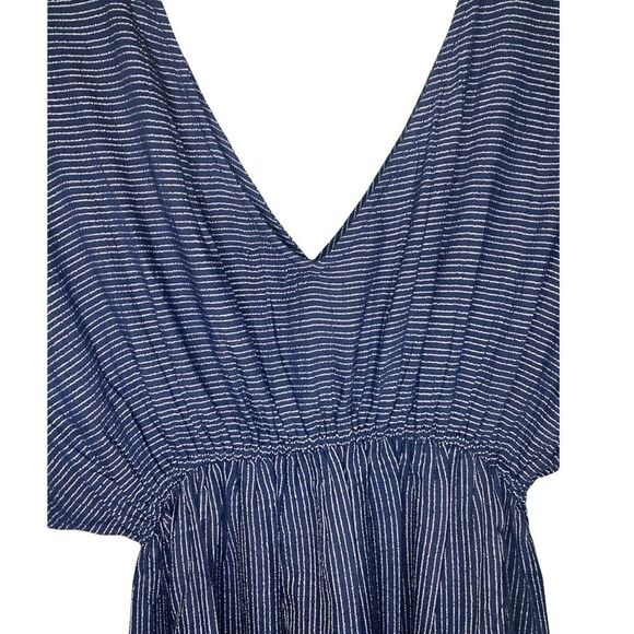 World Trade ALine Pinstripe dress Navy White - Picture 3 of 5